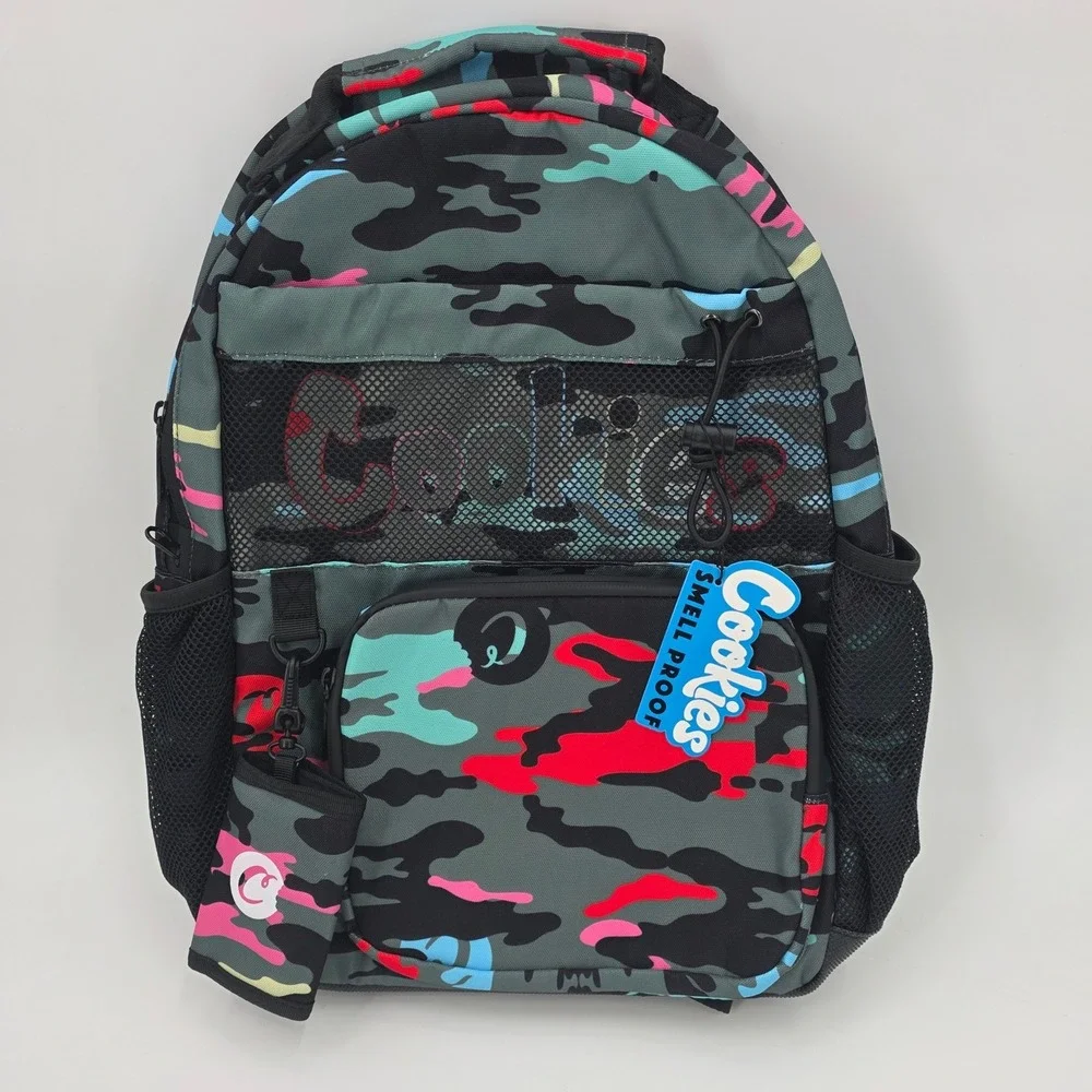 COOKIES ESCOBAR SMELL PROOF BACKPACK CAMO GREEN BAG ODOR PROOF MUTLI POCKET NEW!